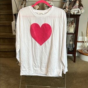 Wildfox White Top with Bold Pink Heart